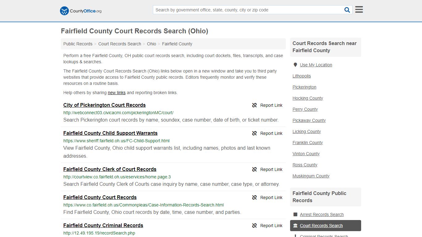 Fairfield County Court Records Search (Ohio) - County Office