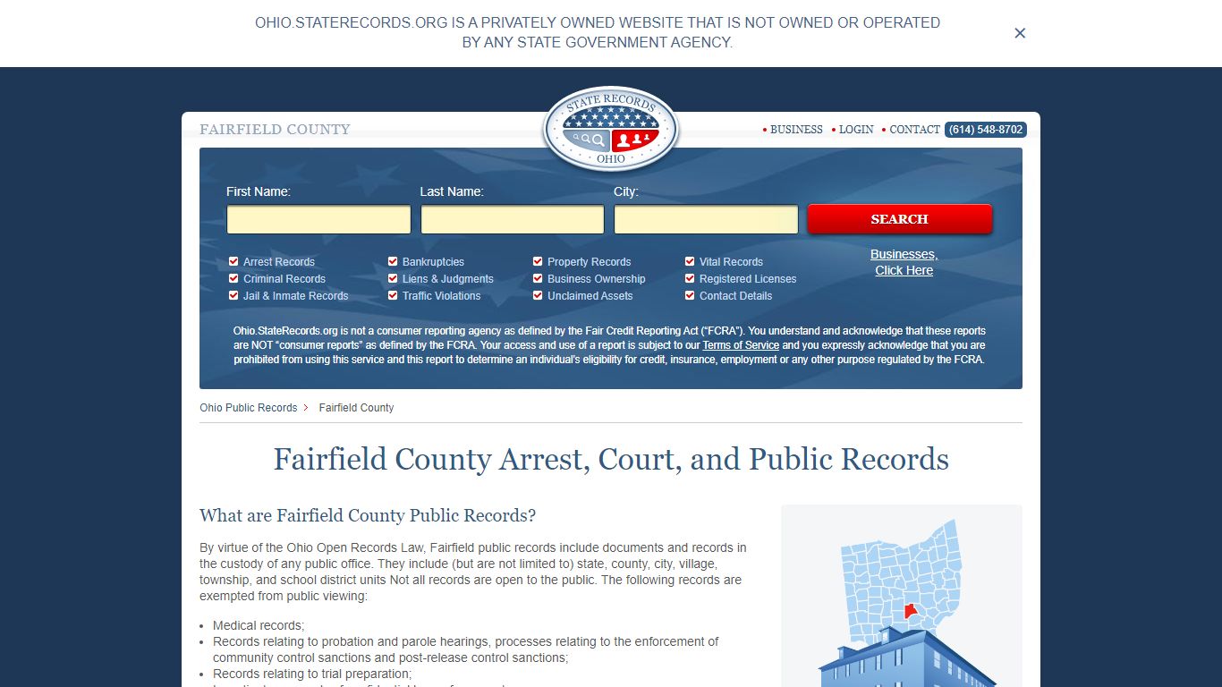 Fairfield County Arrest, Court, and Public Records